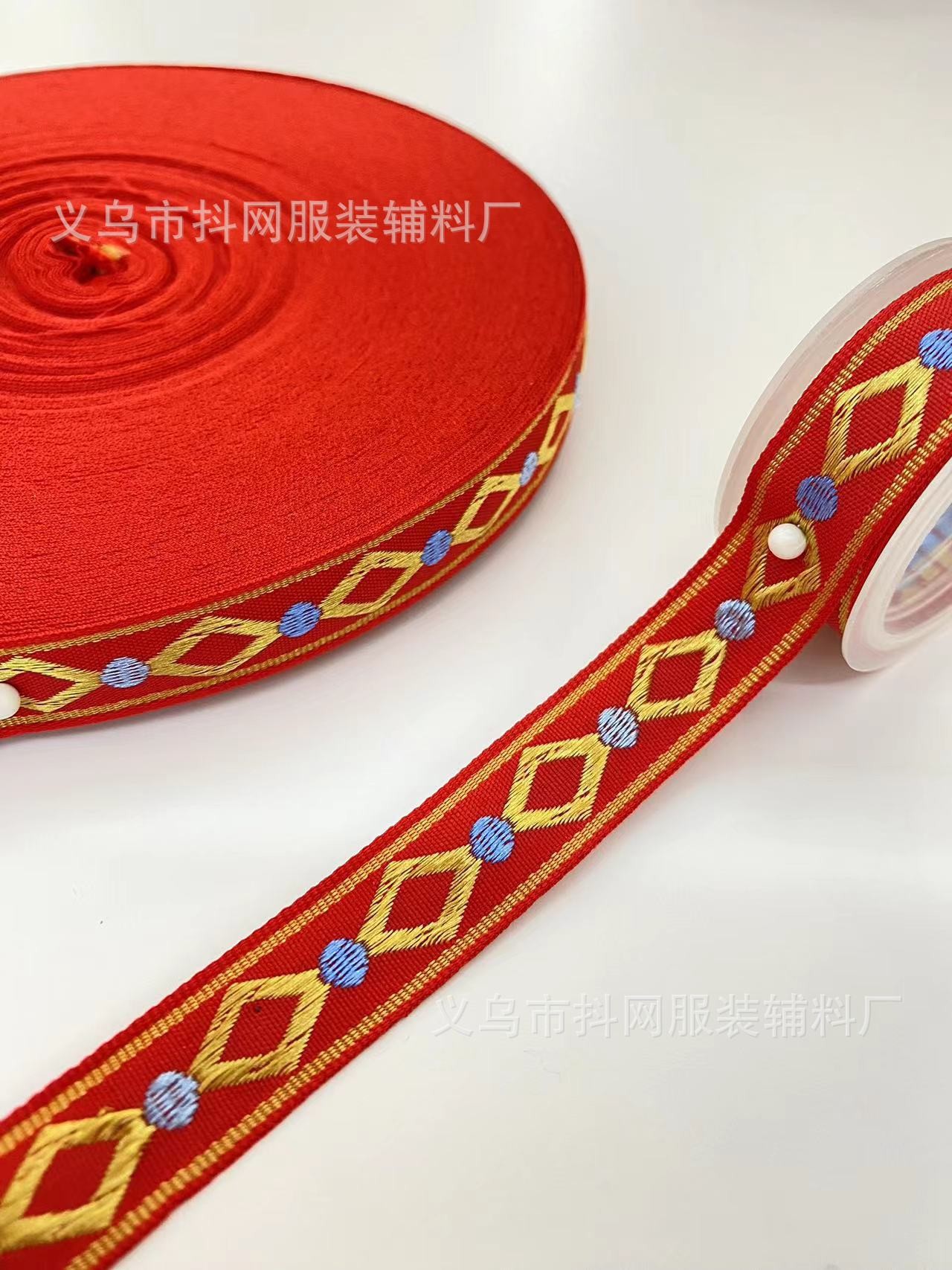 1.0-1.7厘米大红色中国风喜庆织带蝴蝶结少数民族服装辅料批发详情62