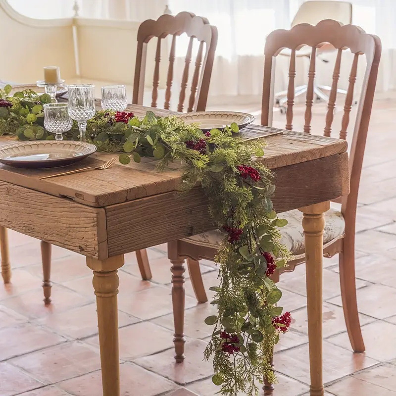跨境气氛布置装饰藤条仿真绿植松针红果圣诞摆件家居装饰仿真藤条详情3