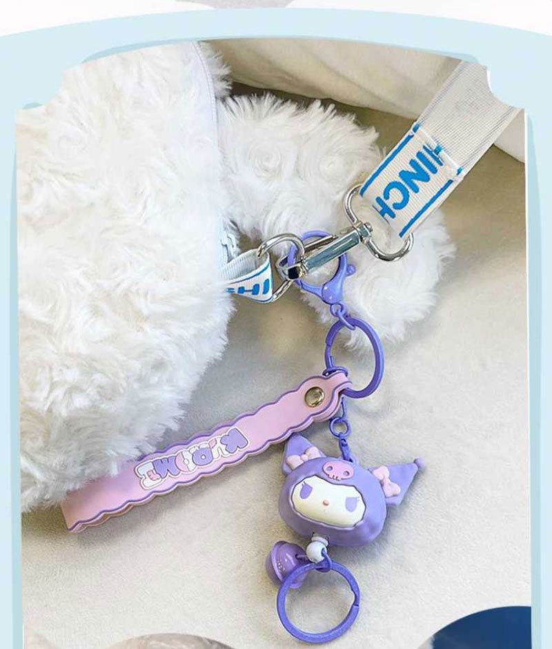 Sanrio official plush toy pull ring pendant, a pleasant and stress-relieving bell keychain bag pendant, decorated with a girlish heart pic 5
