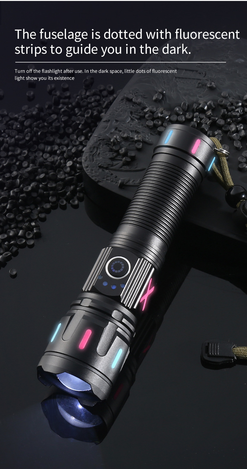 跨境热卖批发变焦强光手电快充铝合金远射充电宝高亮白激光手电筒详情13