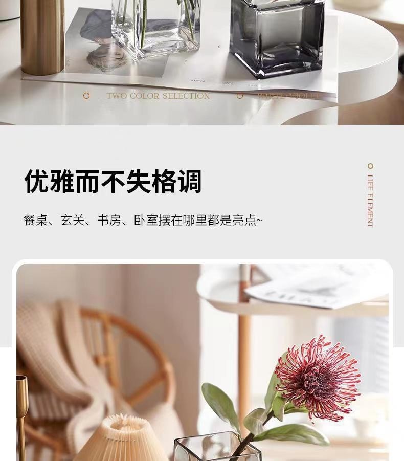 欧式轻奢简约错位透明玻璃高级感花瓶家用水培客厅桌面摆件ins风详情8