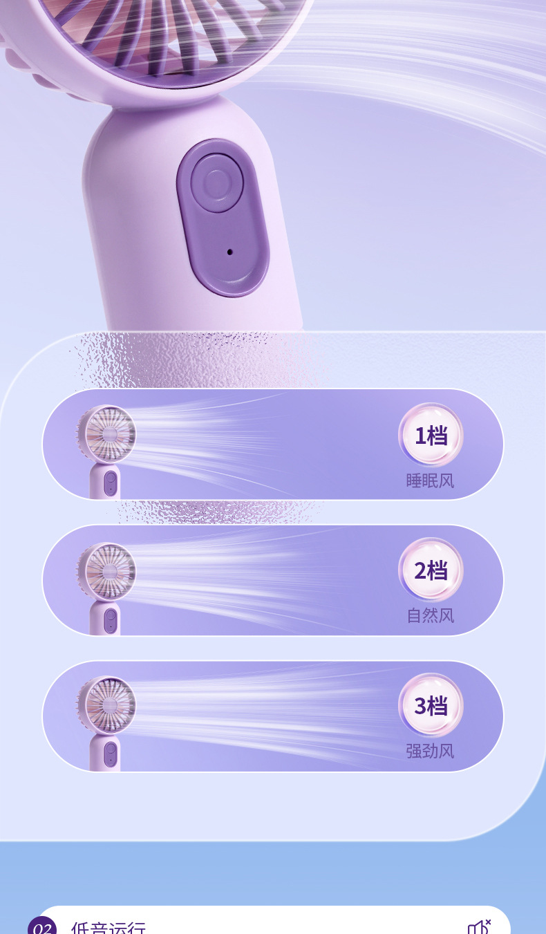 F33手持小风扇USB充电扇3档大风迷你私模工厂跨境爆款电商代发详情4