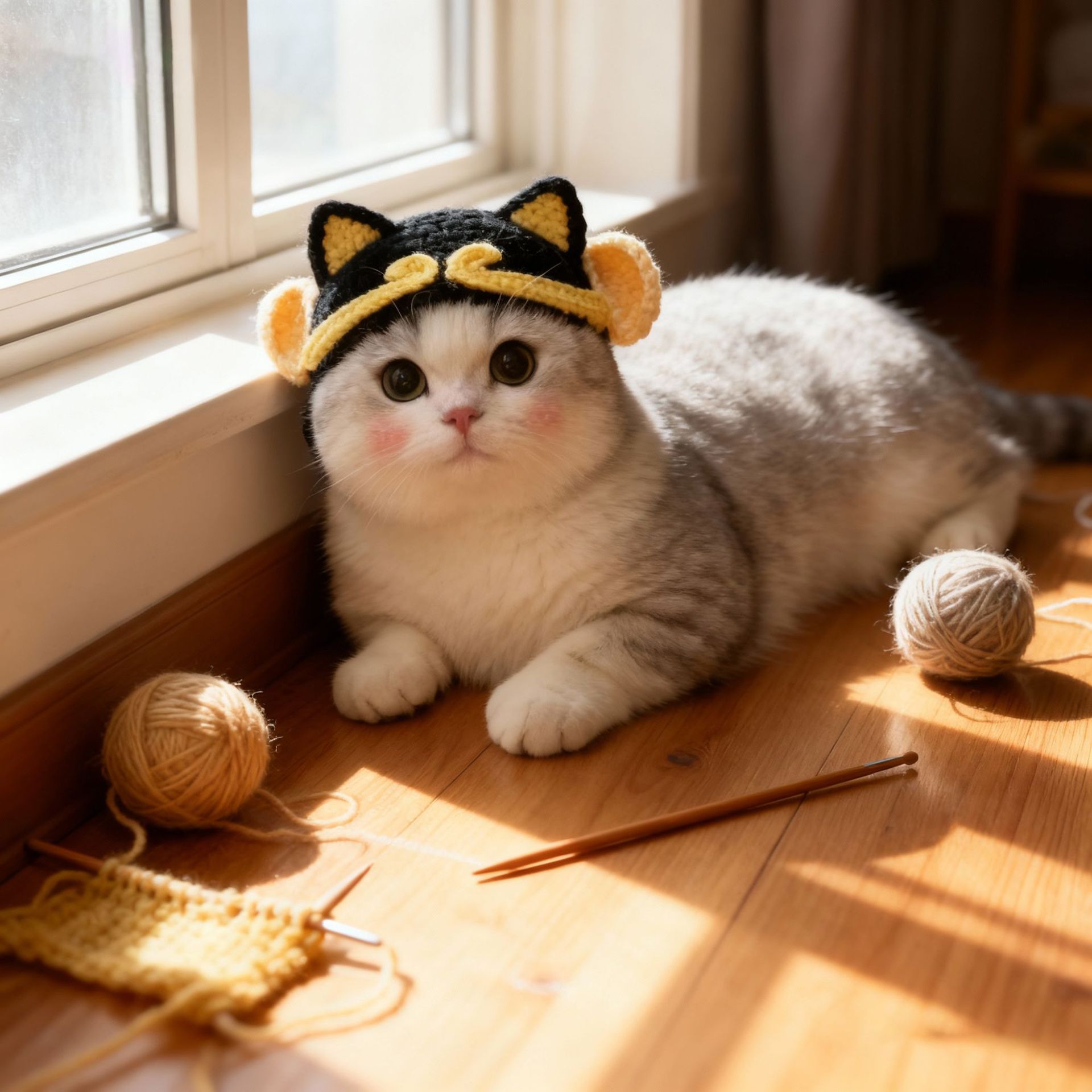 纯手工女仆喇叭花太阳帽宠物草帽变装帽猫咪帽子英短可爱呆萌详情1