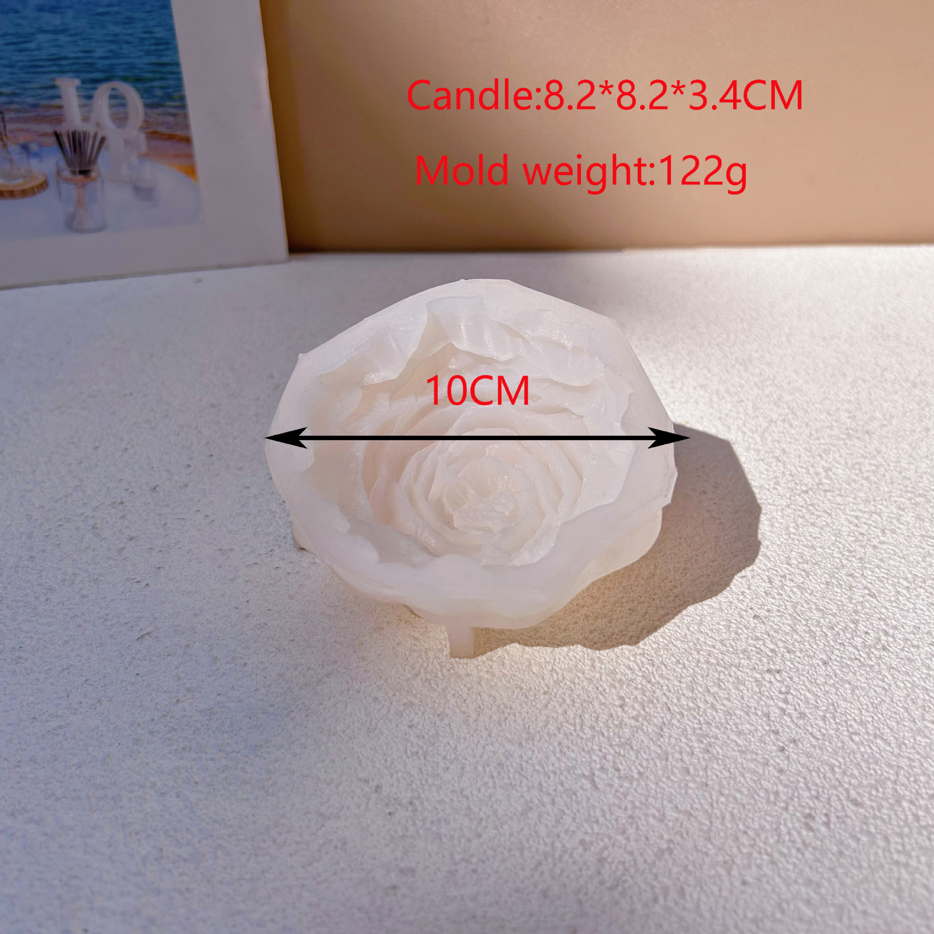 Cross-border bestseller: 15CM large-sized peony flower silicone mold, 3D peony flower candle silicone mold, scented soap pic 4
