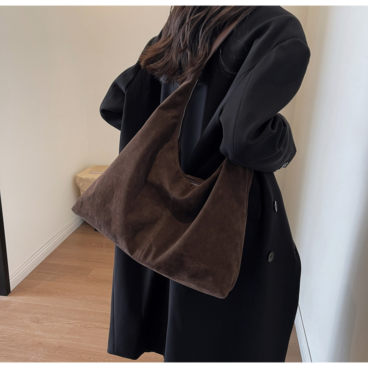 Retro matte tote bag, autumn and winter bag, commuter underarm bag, large-capacity single-shoulder tote bag, simple single-shoulder bag for women pic 41