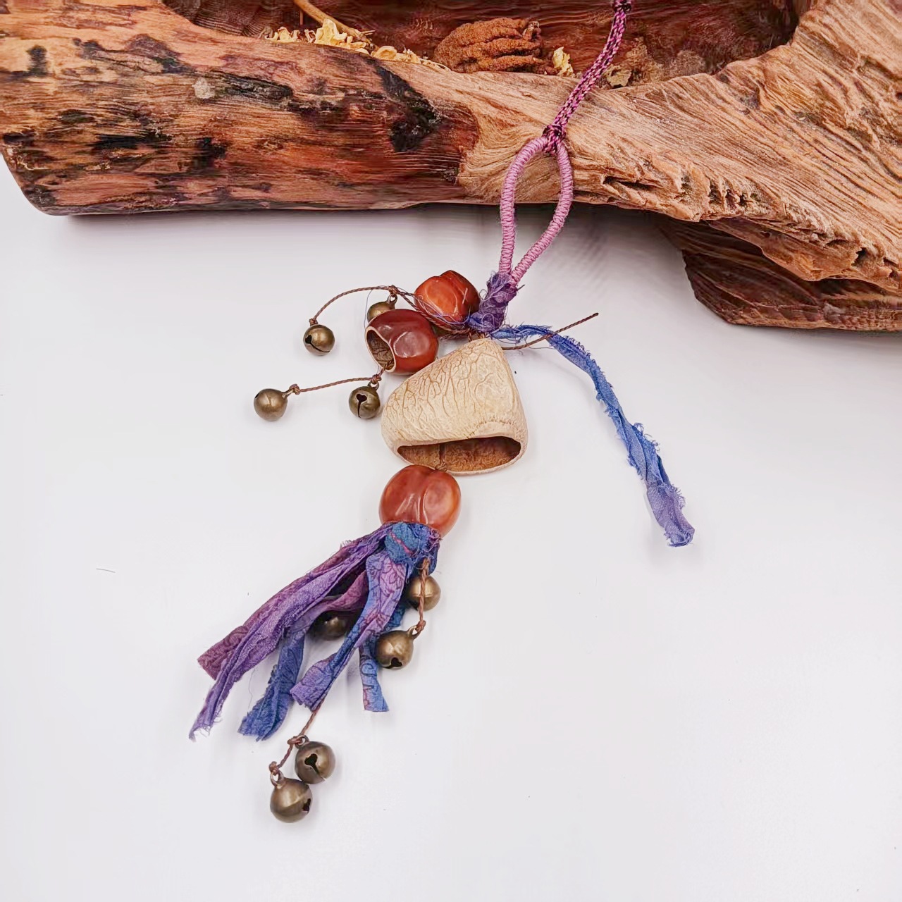 林蝶植物果壳手摇铃串手链瑜伽伴奏手工成品风铃乐器自然清新详情1