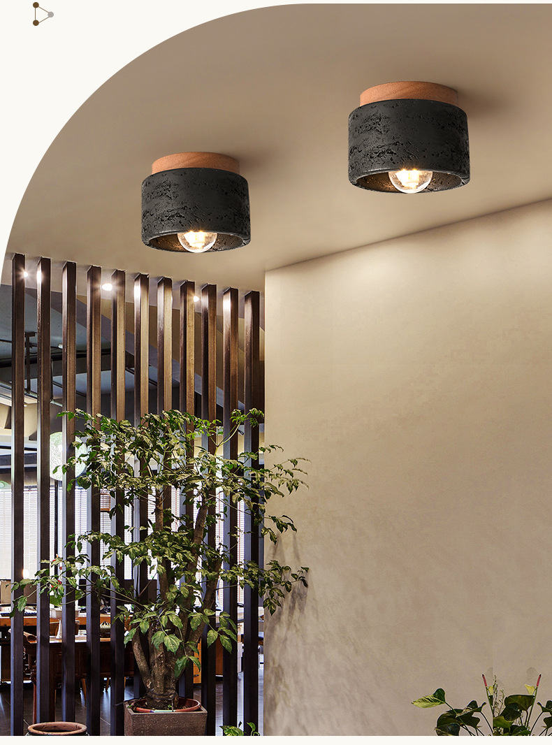 Japanese-style wabi-sabi ceiling lamp, yellow cave stone designer, retro and creative, entrance corridor, passageway, foyer, balcony small lamp pic 18