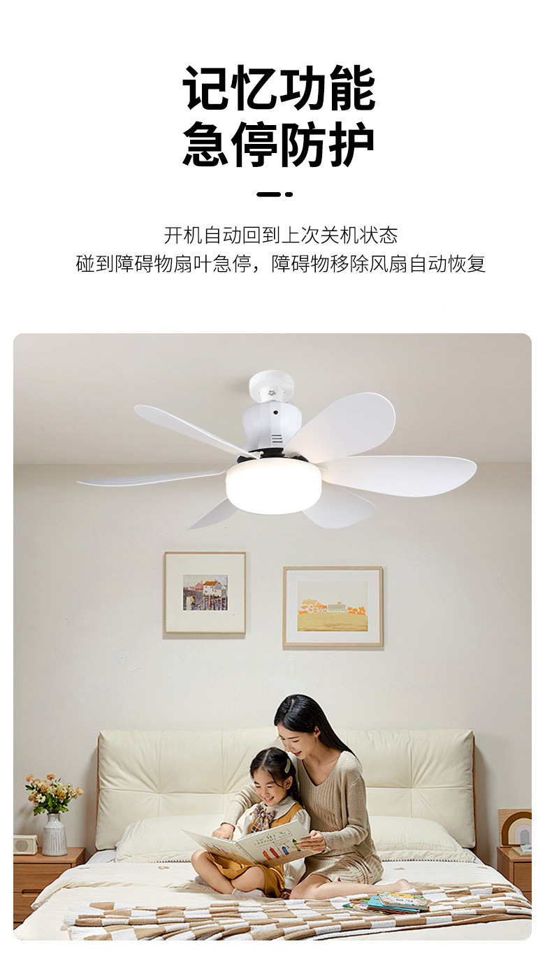 E27 screw-type new fan lamp for bedroom and kitchen led energy-saving home bedroom ceiling chandelier remote control integrated ceiling fan pic 6