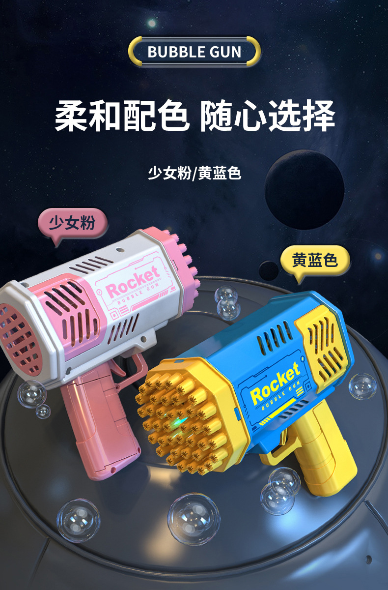 Cross-border bestseller: 40-hole bubble gun, Gatling mini version, Space Light version, outdoor toy rocket launcher bubble machine pic 47