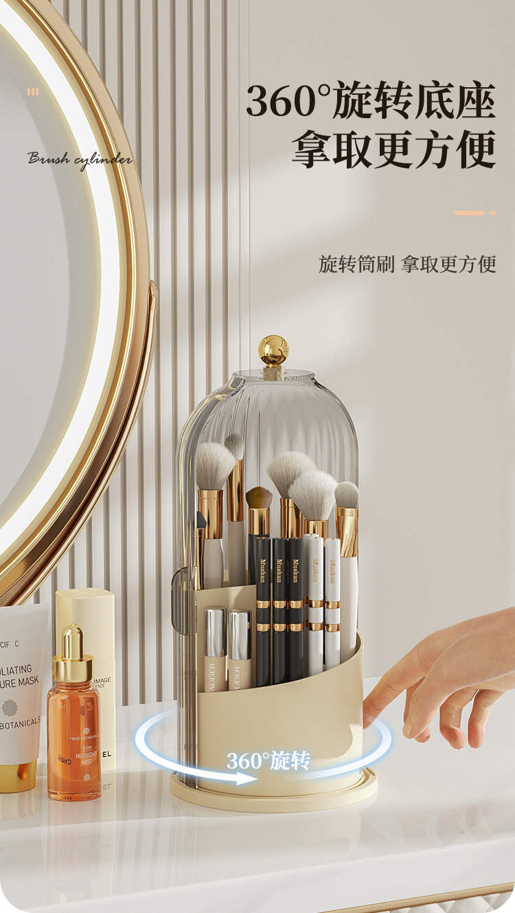 Caja de almacenamiento cosmética rotativa porta-lápiz transparente lápiz labial lápiz de ceja cepillo de maquillaje tocador artículos de escritorio pic 3