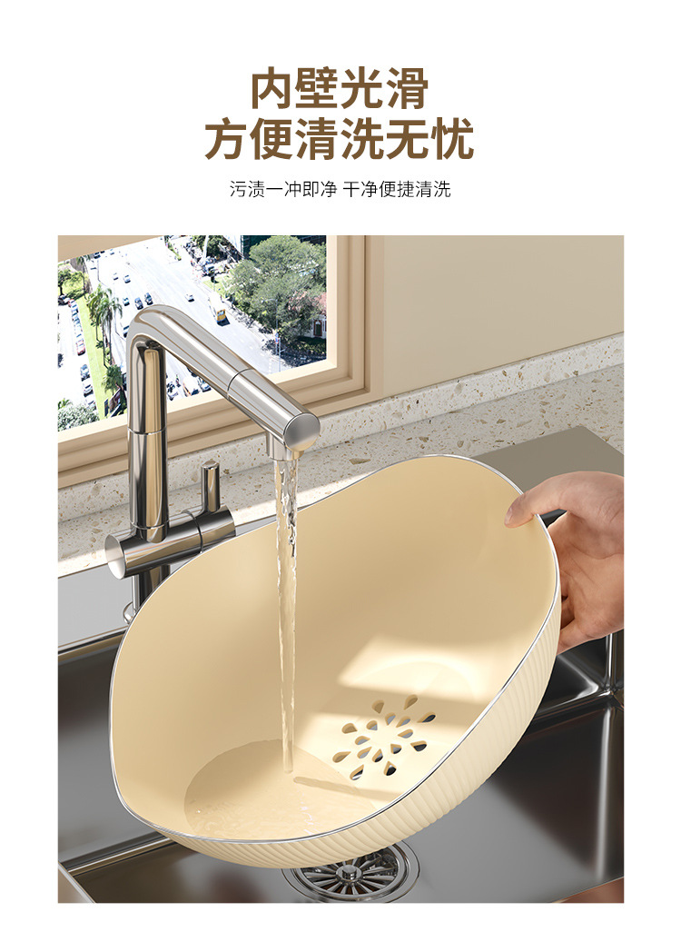 沥水果盘客厅茶几高脚果篮奶油风高颜值糖果零食盘大容量水果盘子详情8