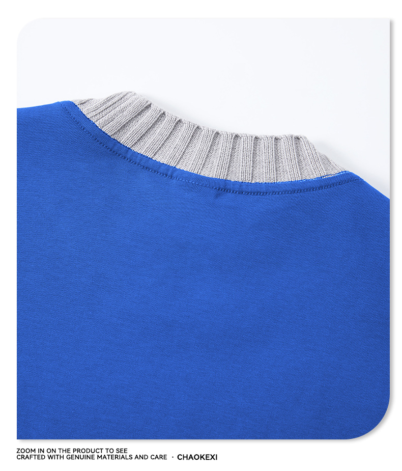 Summer new knitted patchwork color-blocking collar 100% cotton short-sleeved American trendy brand versatile short T-shirt top for men pic 30