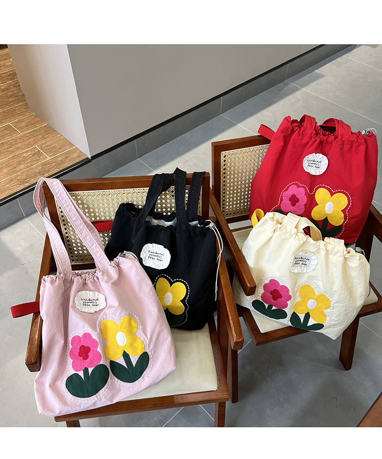 春夏新款小花布包潮流刺绣花朵托特包时尚2025ins 风包女上班通勤详情2