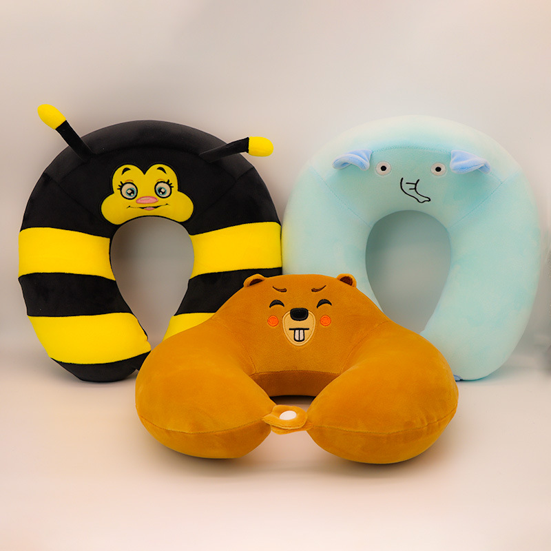 Cartoon memory foam U-shaped pillow, car neck support pillow, portable office plush neck pillow, travel neck support pillow, cute style pic 5