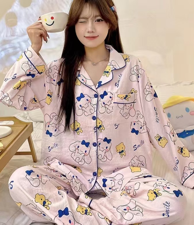 Spring new Cloud cotton Korean InS-style long-sleeved pajamas for girls, sweet and cartoonish, cute student home wear set pic 34