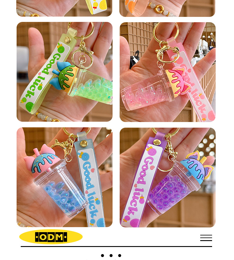 Acrylic oil-impregnated sand keychains, bag pendants, cute car key chains, hanging ornaments, wholesale of small trinkets for street vending pic 4
