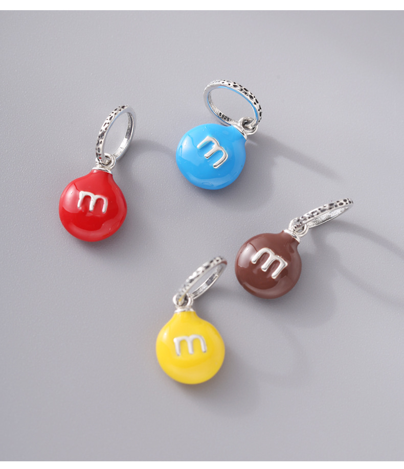 925 sterling silver colored m chocolate bean pendant, simple handcrafted DIY design, fashionable necklace, suitable for both men and women, N0295 pic 7