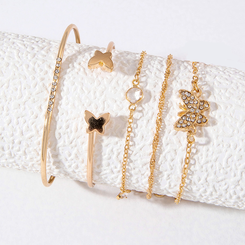 欧美跨境饰品 复古个性麻花手链仿宝石夸张朋克手镯手链4条装批发详情17