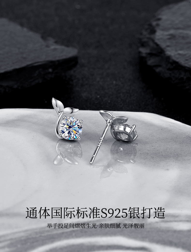 Zhuoheng Select 925 sterling silver Stud earrings for Women, 2026 new style, trendy, simple, compact, high-end, elegant, niche design Mosang earrings pic 8