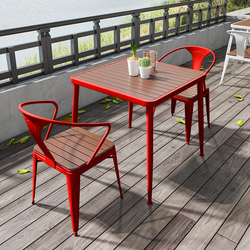 户外花园阳台防水防晒防腐木彩色桌椅室外塑木露天台庭院休闲桌椅详情12