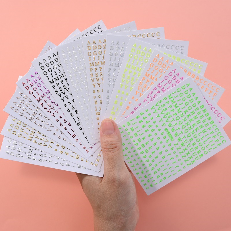 Overseas best-selling 12-color letter nail stickers, English letter upper and lower case fluorescent nail stickers, DIY nail decoration pic 6