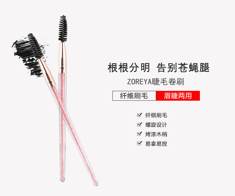 ZOREYA单支遮瑕眉刷批发美容化妆工具塑料手柄内钻睫毛刷彩妆唇刷适用刷包详情1
