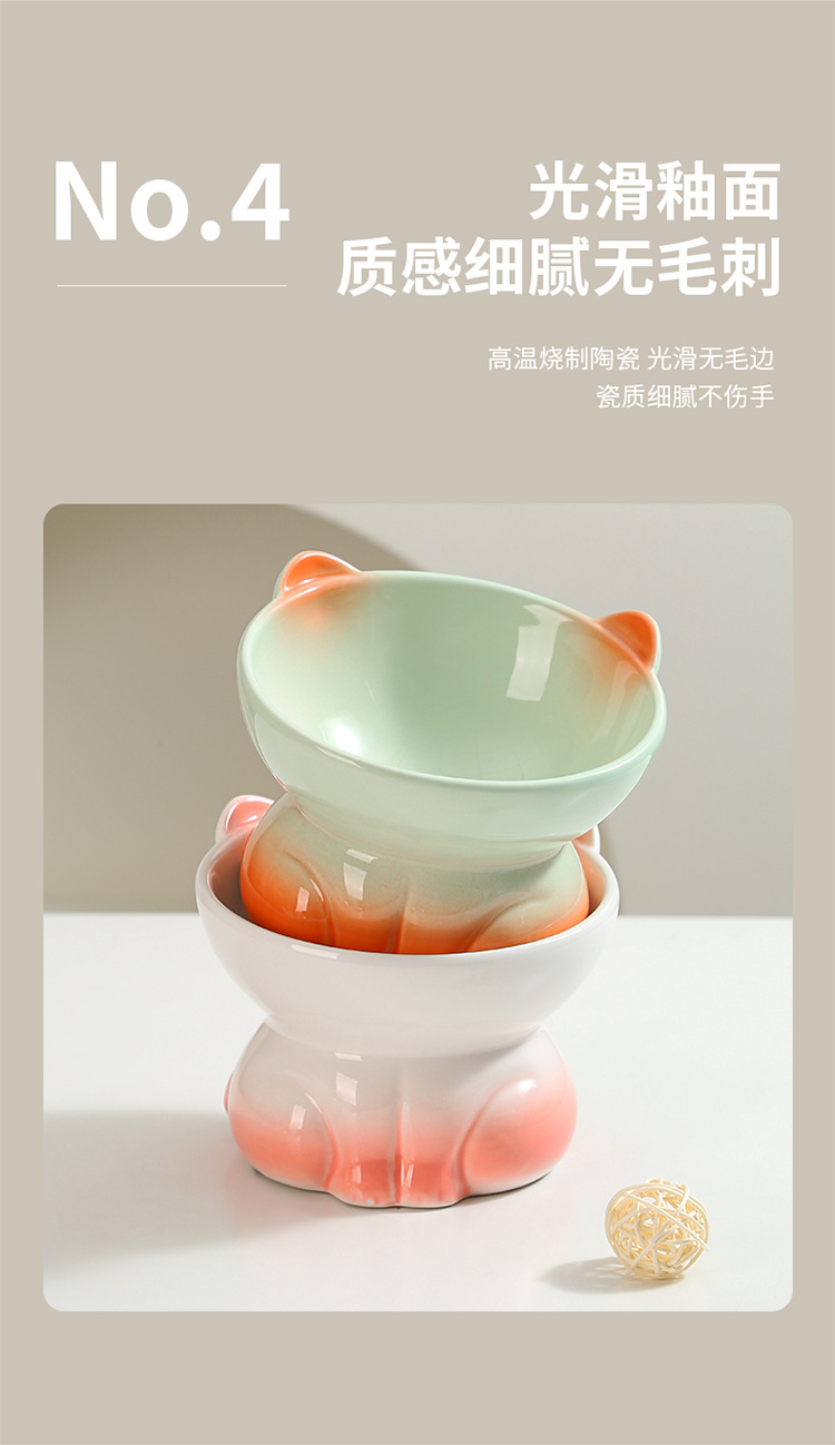 亚马逊出口陶瓷猫碗猫咪碗猫食盆宠物碗狗狗碗宠物用品猫粮猫饭碗详情4