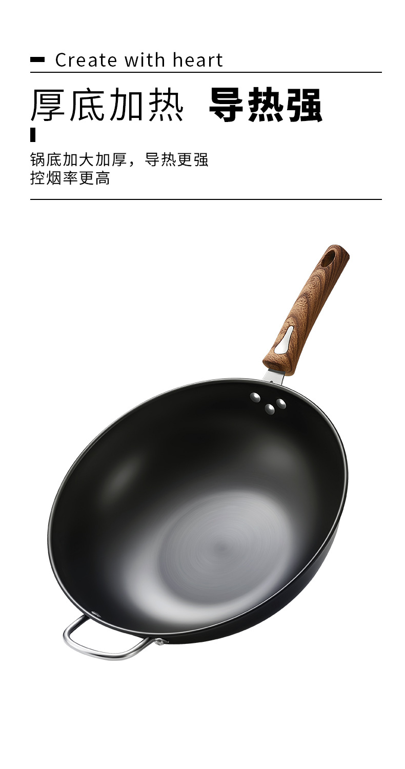 Wholesale healthy uncoated iron woks from the manufacturer, fine iron cooking woks, induction cookers, gas suitable, event gifts pic 16