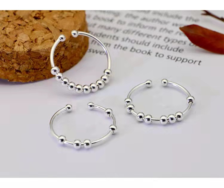 European and American S925 sterling silver rotatable anti-stress anxiety ring, adjustable cross-border new product ring, Amazon ring pic 8