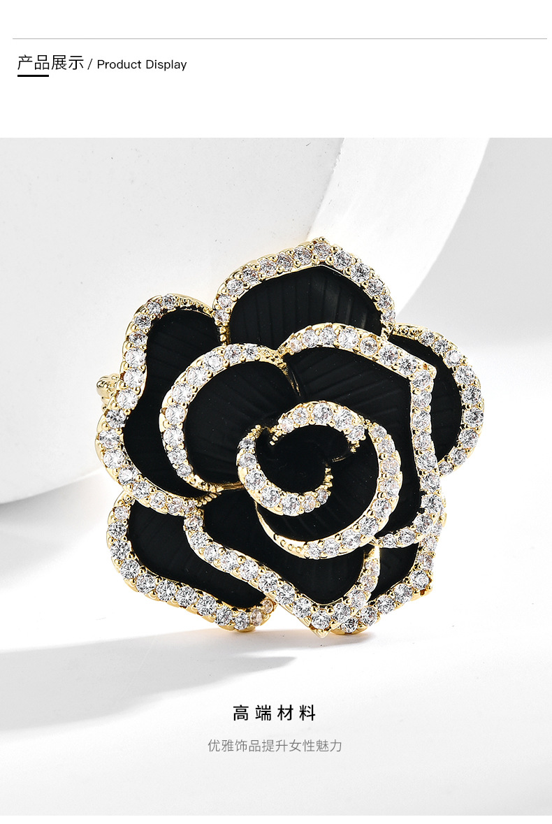 新款轻奢山茶花胸针高档女设计感小众气质复古胸花小香风别针配饰详情5