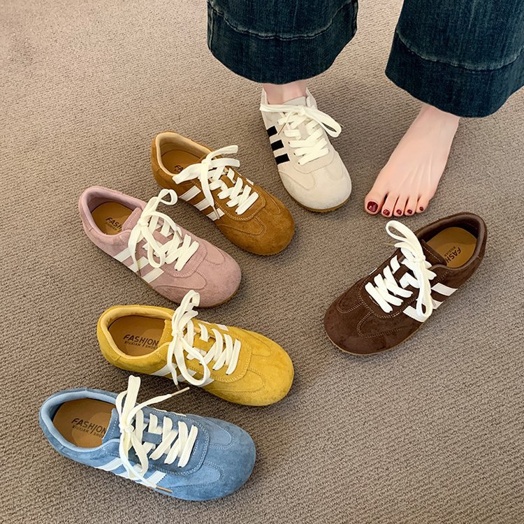 复古红色德训鞋女款小白鞋2025新款休闲板鞋运动厚底阿甘鞋详情1