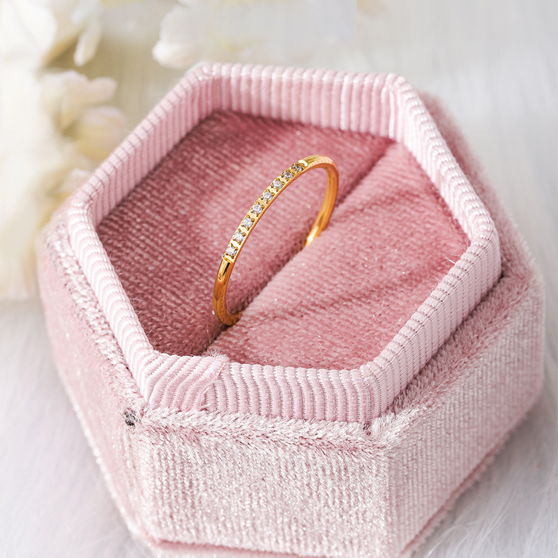 超闪线圈八粒钻戒女轻奢小众高级感叠戴钛钢不掉色极细素圈指环详情5