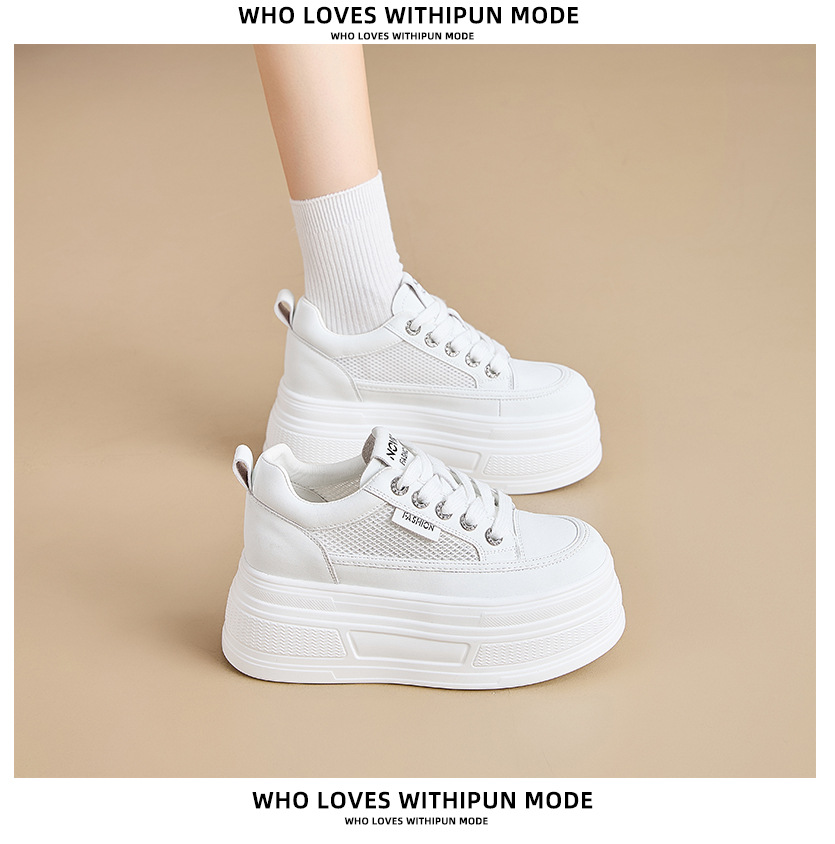 The thick-soled, insole, breathable white sneakers are a perfect match for women and are a new sporty casual shoe for Spring and summer 2025 pic 12