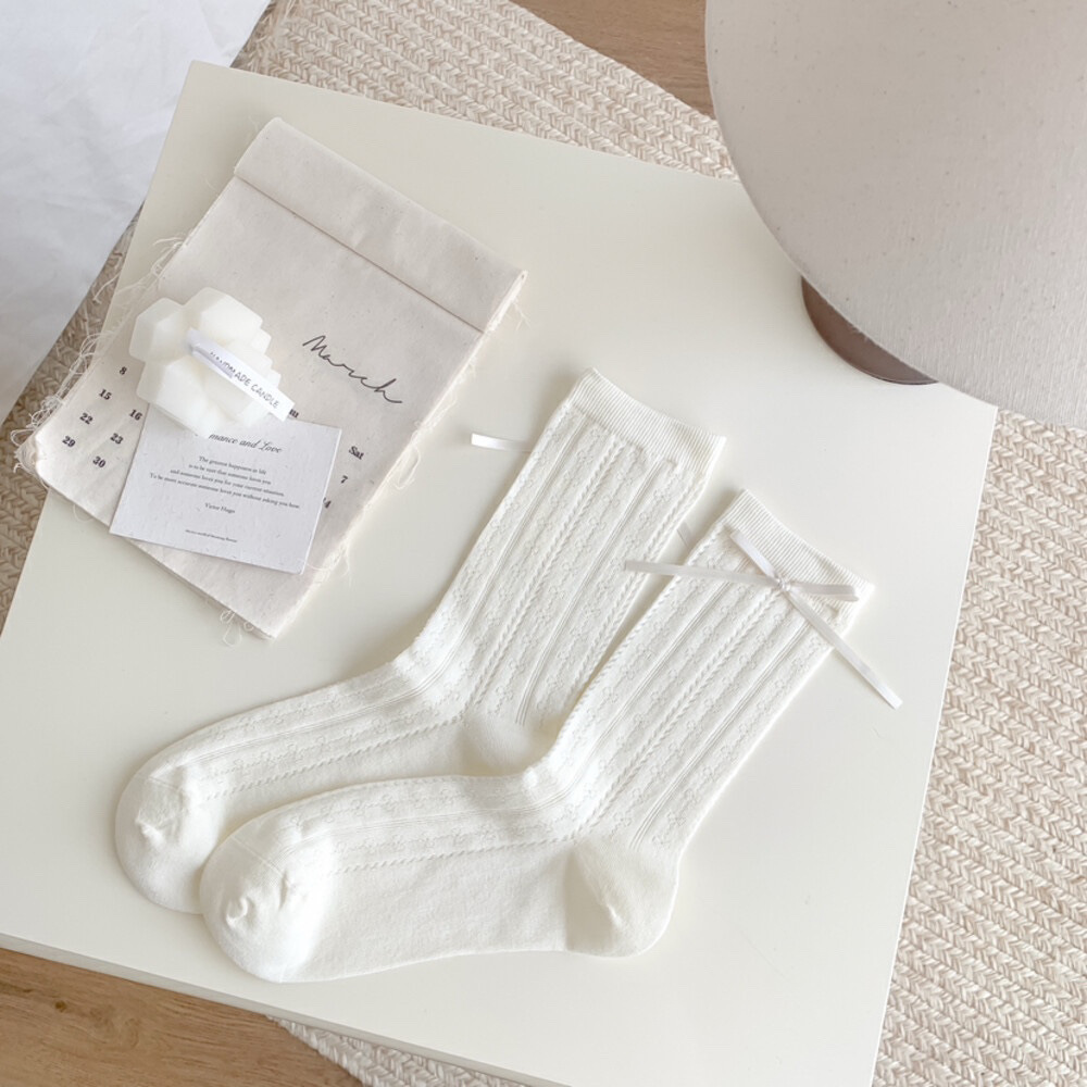 White twisted bubble mouth lace socks, summer thin black fungus edge mid-calf socks, Mary Jane Dui Dui breathable thin socks pic 4