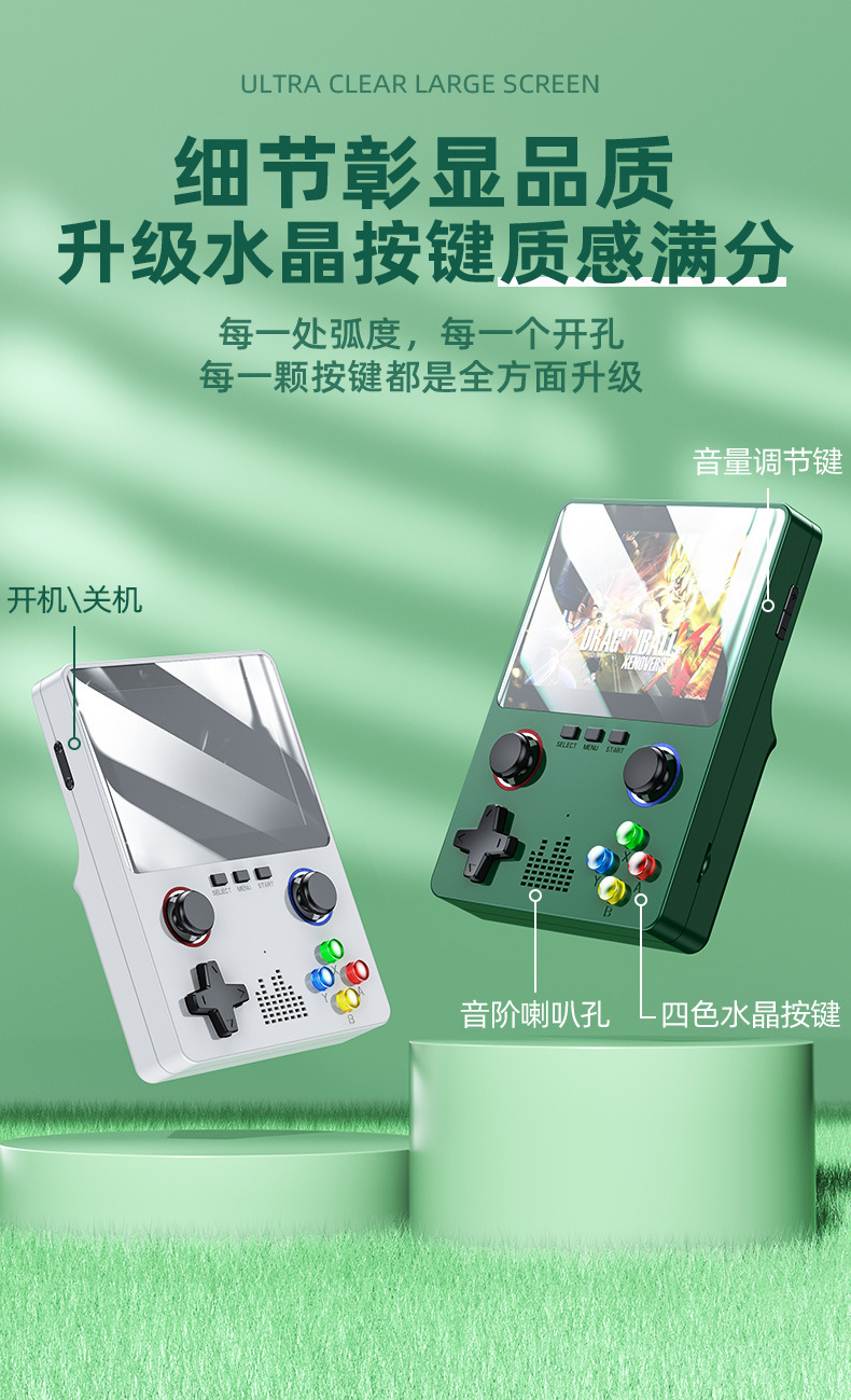 The new R36S game console is a high-definition 3D handheld game console with dual joysticks and a GBA arcade emulator for KOF Cross-border pic 19