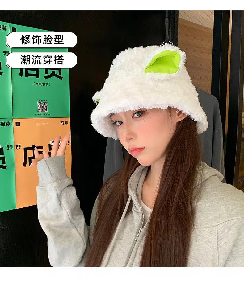 Winter hat Baa Baa sheep ear hat for girls, Korean version cute lamb plush fisherman hat for girls, versatile and warm lamb hat, trendy 1 pic 1