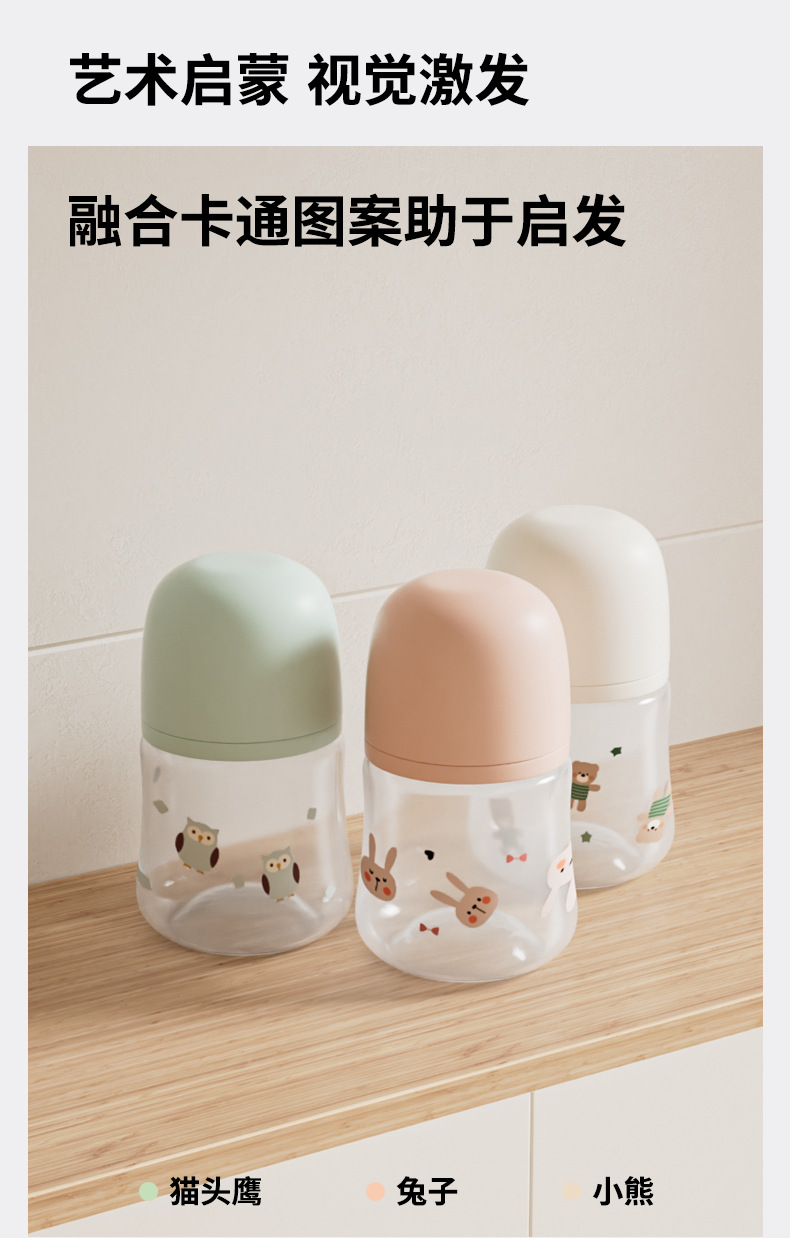 新生婴儿宝宝奶瓶耐摔喝奶防胀气初生0一6个月1到2岁以上防呛套装详情3