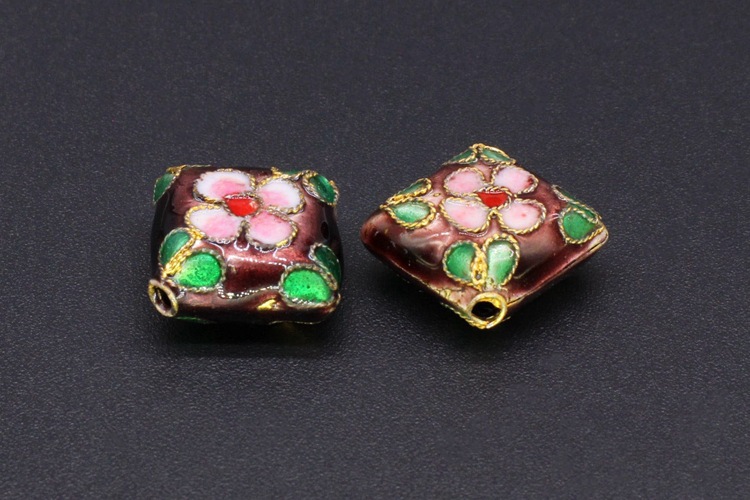Traditional high-temperature cloisonne enamel filigree silver blue DIY jewelry accessory beads Cloisonne 16mm square block pic 14