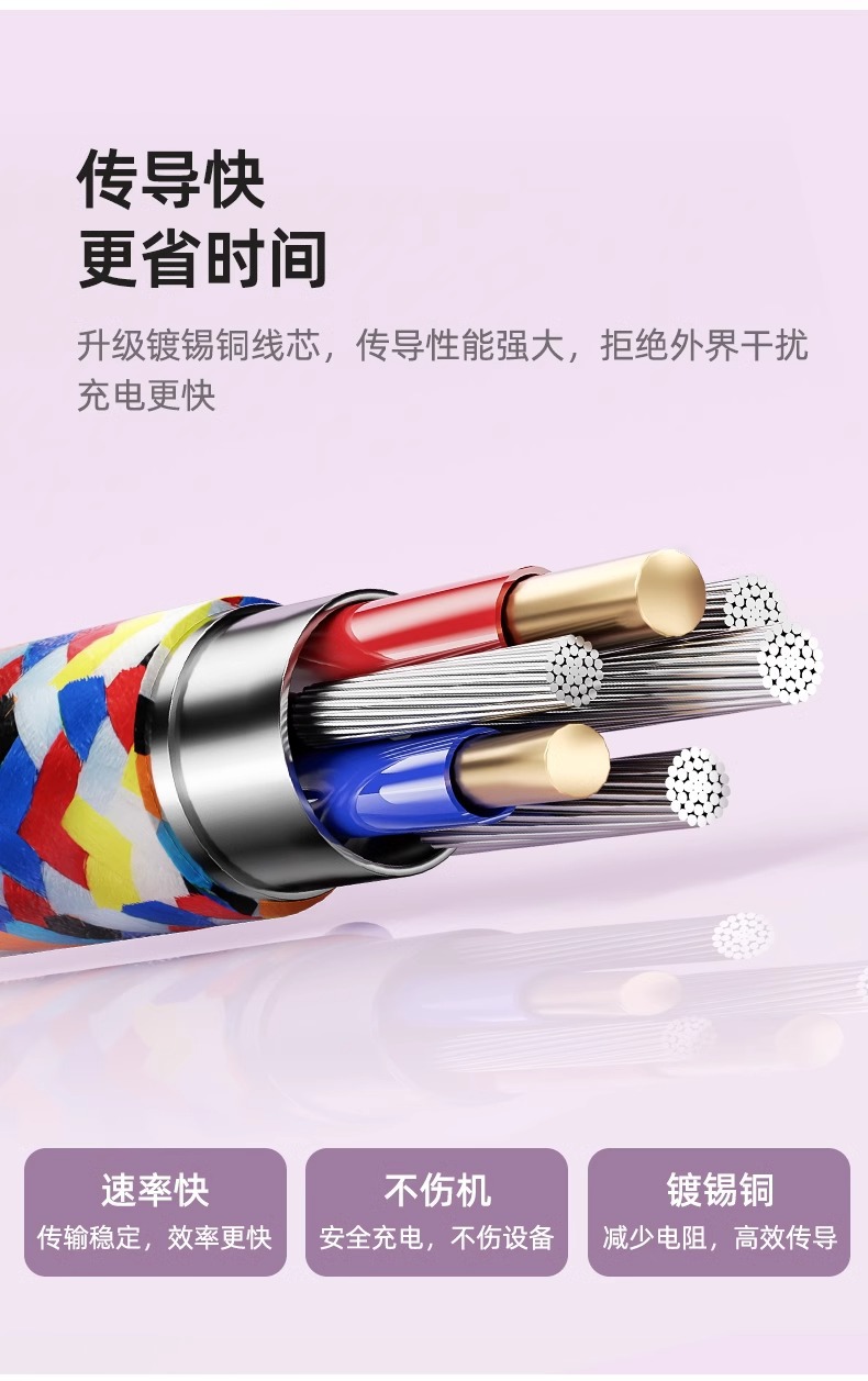 跨境手机线螺旋斜挎手腕短款双TYPE-C线PD充电线二合一挂脖数据线详情14