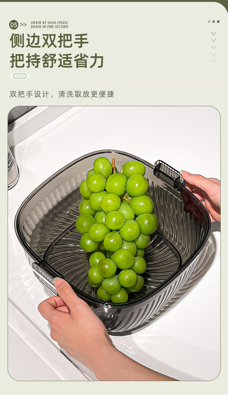 CCKO果蔬沥水篮双层洗菜盆家用洗水果滤水篮大容量洗菜篮子沥水盆详情8