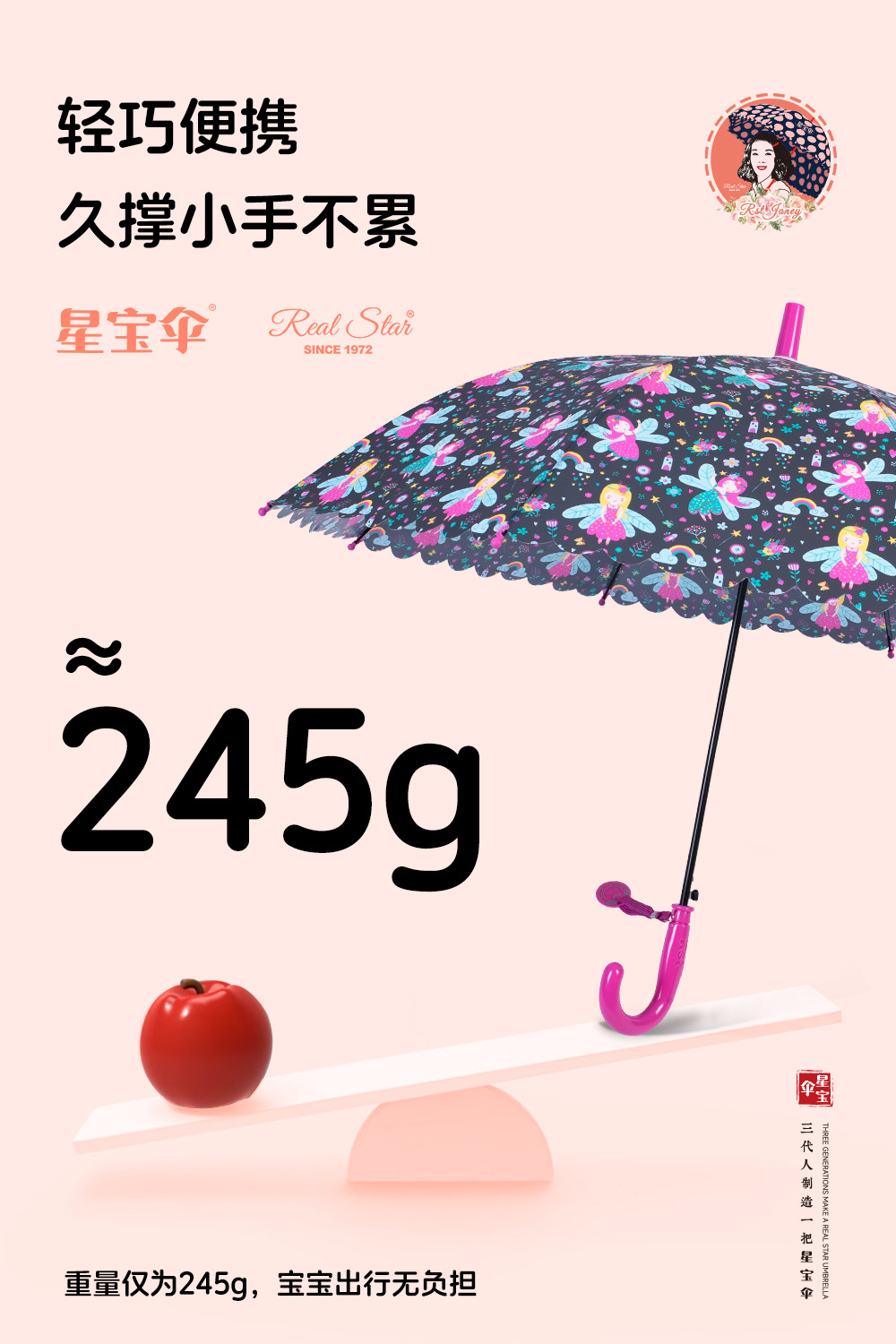 25年新款儿童伞欧美EVA塑料伞飞船恐龙精灵卡通图案19寸8骨雨伞详情6