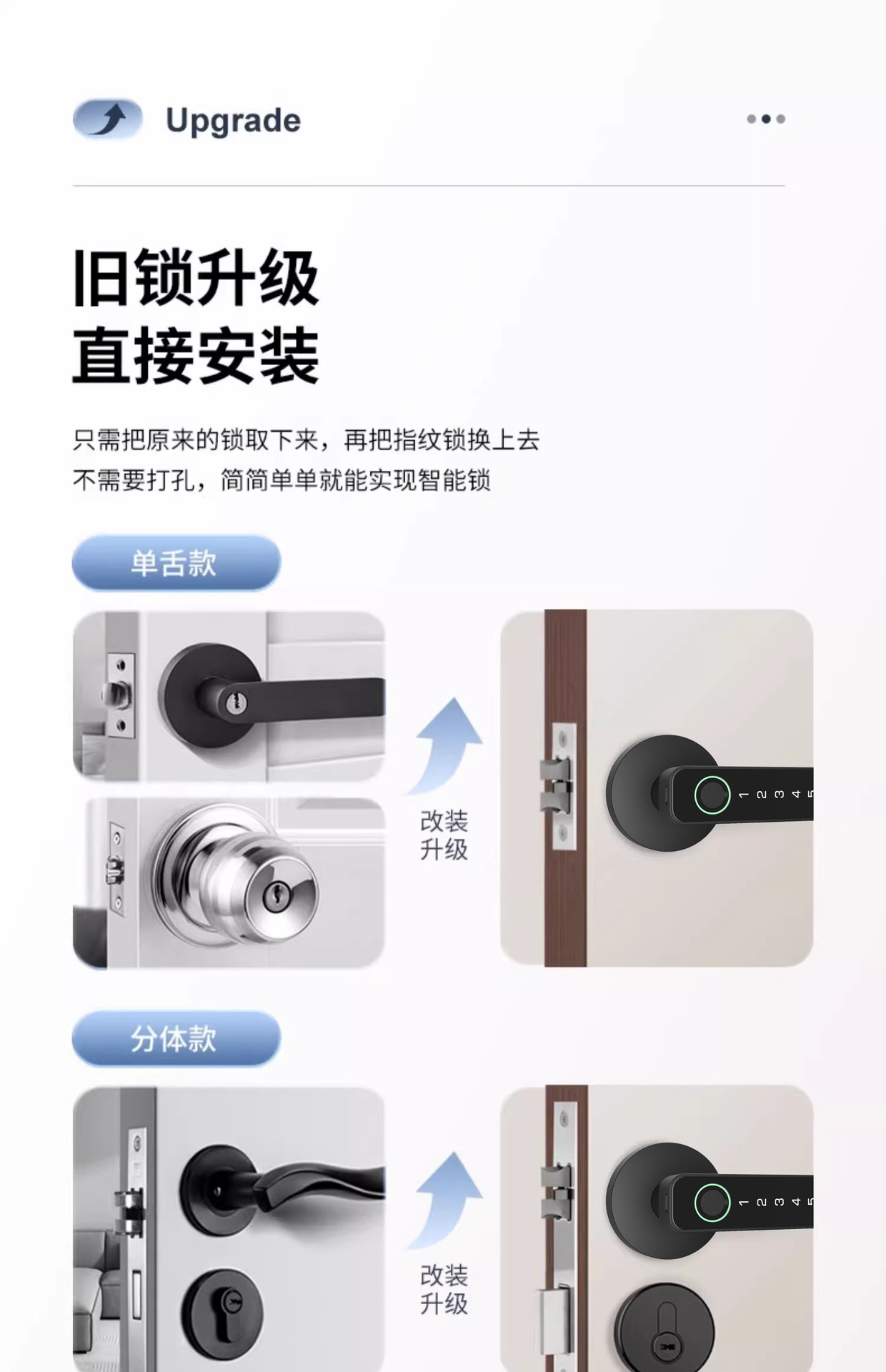 智能指纹门把手锁房门锁卧室锁单面锁通道单舌锁木门锁辅助锁tuya详情4