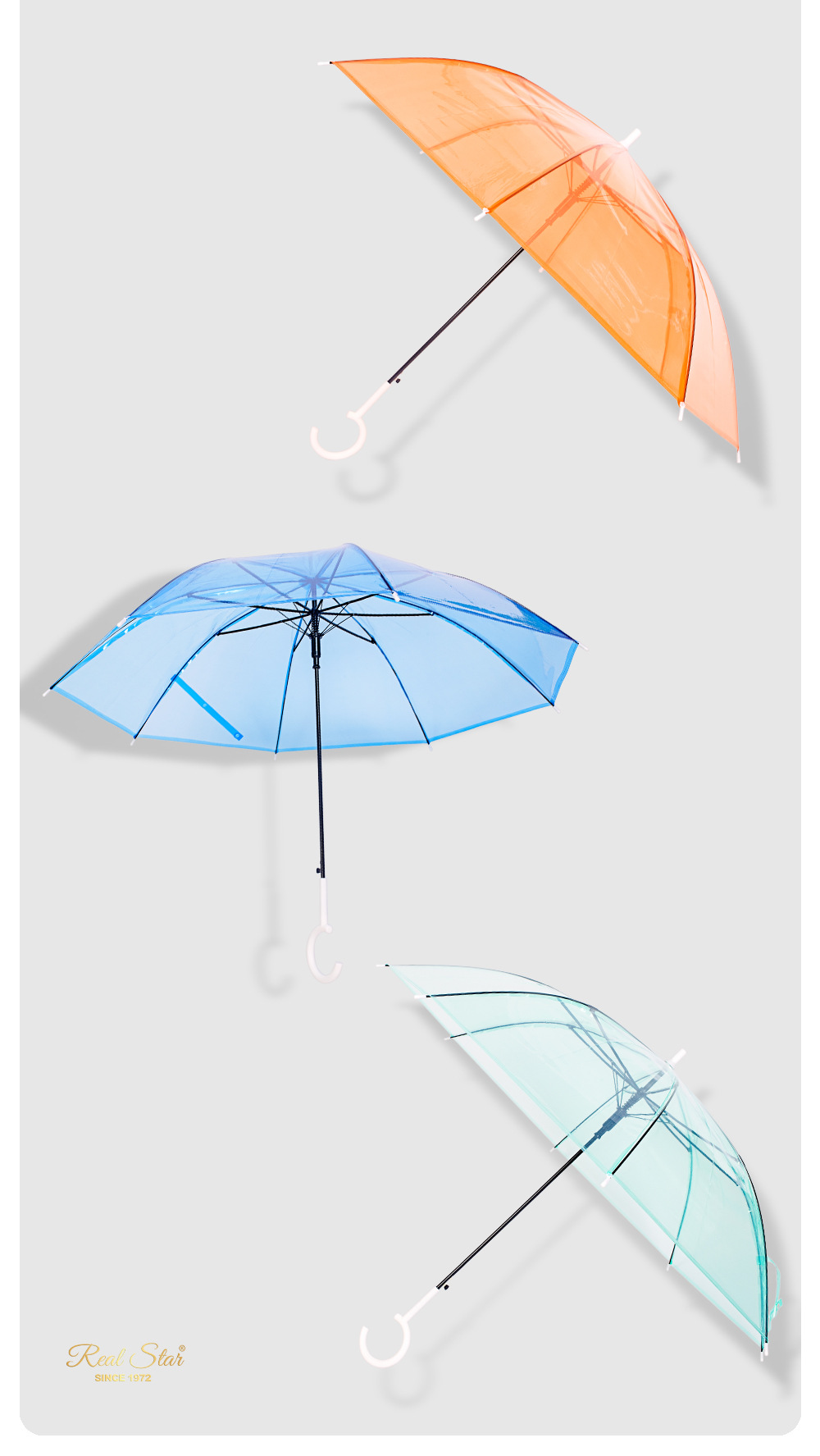 RST透明伞日韩带颜色的透明雨伞C型手柄22寸伞现货批发品牌平替详情6