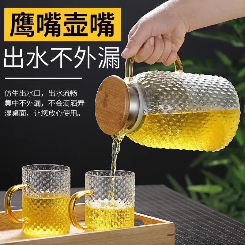 日式锤纹米粒壶耐高温玻璃凉茶水壶大容量凉白开壶家用花茶壶冷泡详情1