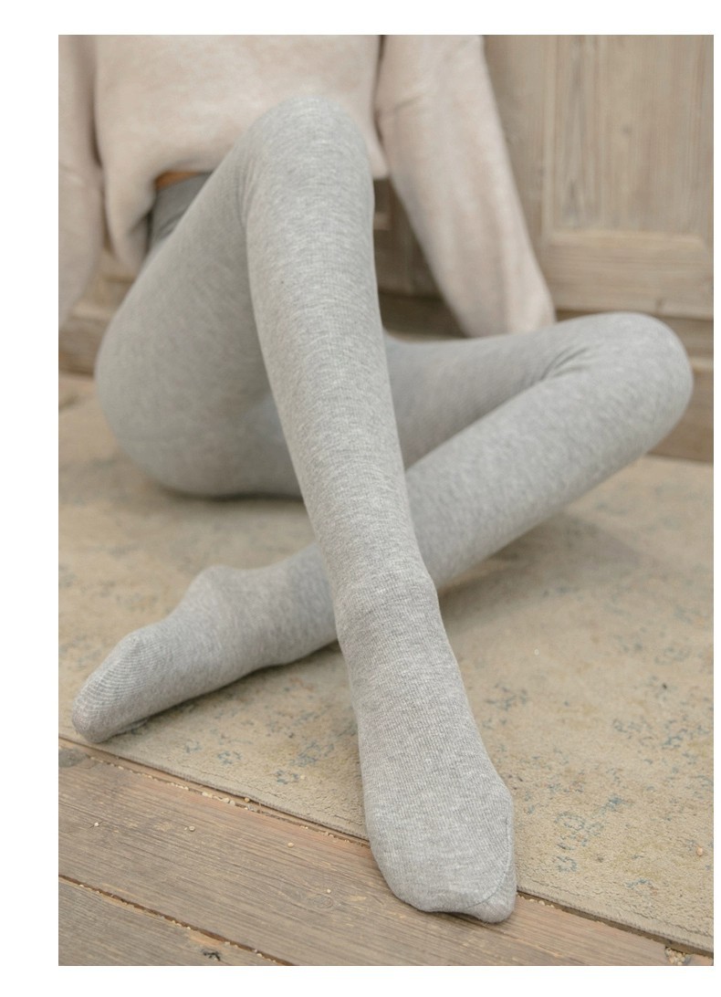 灰色加绒打底裤外穿女秋冬款竖条螺纹高腰显瘦保暖棉裤加厚连裤袜详情23