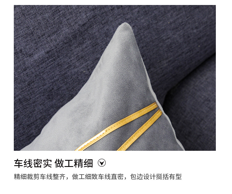 天鹅绒烫金抱枕套欧式古典沙发靠枕简约轻奢条纹图案靠垫办公腰枕详情13
