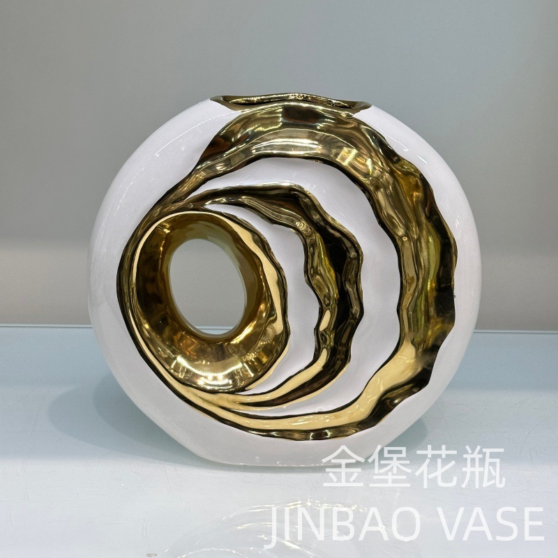 Nordic popular ceramic vase, gilded office and living room decoration item, fresh flower simulation flower arrangement, flower container, heart pic 20