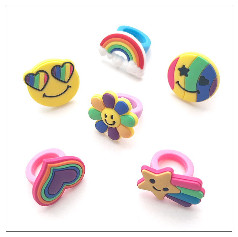 跨境新款可爱儿童卡通戒指 彩虹系列指环 派对玩具义乌现货批发详情1