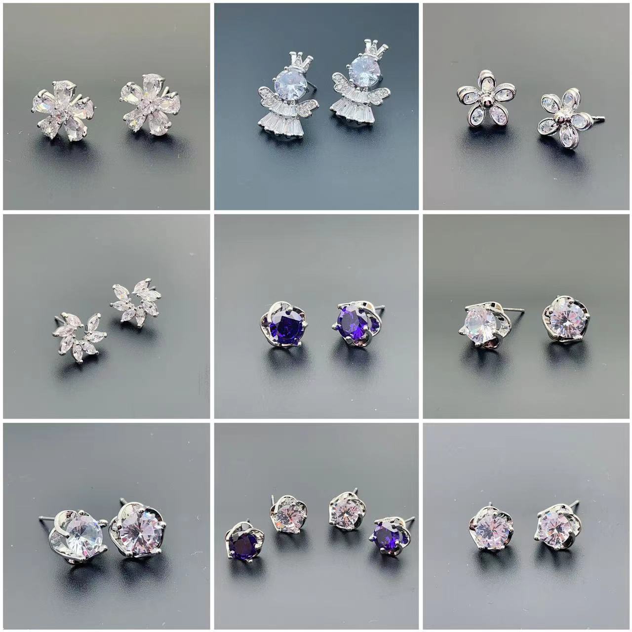 The new Korean-style teardrop flower angel leaf zirconia stud earrings are a light luxury, fashionable, simple and versatile style that is a popular online celebrity pic 1