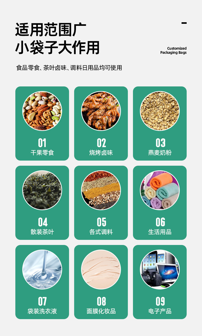 零食包装袋坚果咖啡茶叶塑料袋铝箔自立袋印刷LOGO塑料食品包装袋详情5